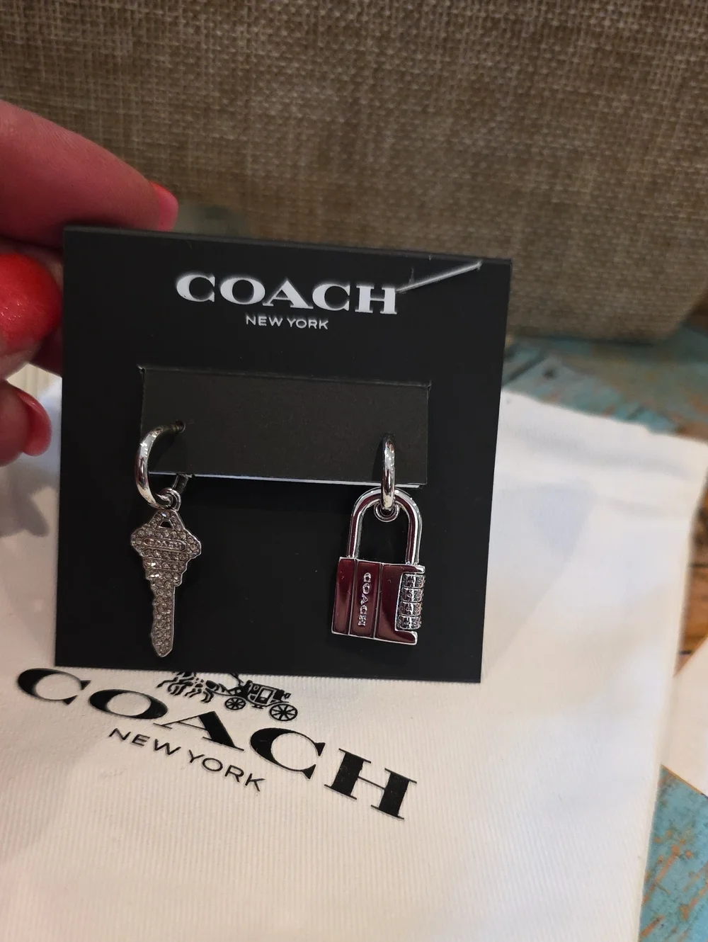 Coach Lock And Key Drop Earrings